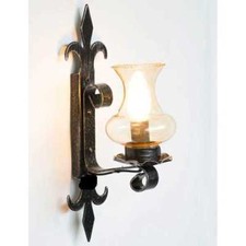 Lampada da parete applique in ferro battuto con vetro modello Trento 1 luce