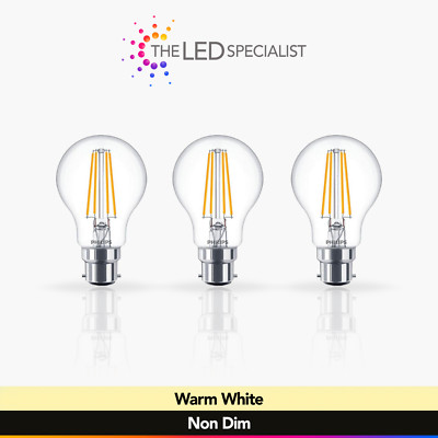 Philips 7W LED = 60W Halogen BC B22 3ER-Pack 2700K Warmweiß ohne Bemaßung