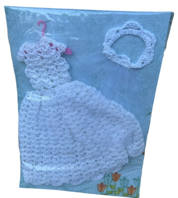 Collector Barbie Doll Outfit Handmade Crocheted Wedding Dress White Cottage Core