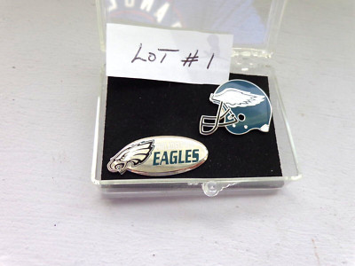 Vintage NFL Philadelphia Eagles  Collectors Pins  2 Pc. Lot & Case GO BIRDS  #1