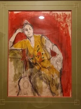 Vintage MCM Bernard Zalusky Painting Female Woman Portrait Expressionism