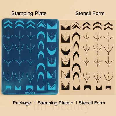 French Line Nail Art Stamp - Geometric Floral Gel Polish Template Stencils 1pcs