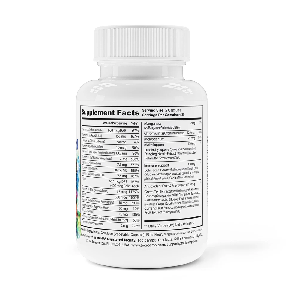 Todicamp 男士多种维生素和矿物质复合物混合男性支撑复合物 — 第 2/4 张图片