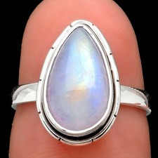 Rainbow Moonstone 925 Sterling Silver Ring - Size 6