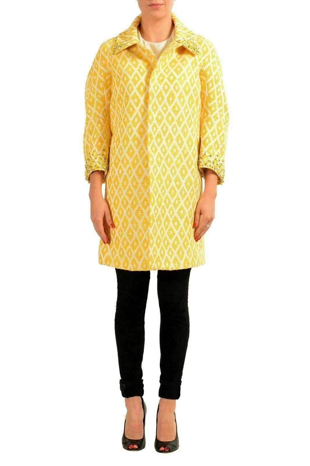 DSQUARED2 Cappotto base donna multicolore a due bottoni manica a 3 4 US S IT 40