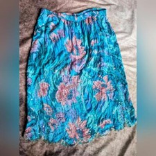 Vintage Rare Silk Embellished Beaded Watercolor Midi Skirt