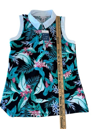 Tommy Bahama Active Golf Tennis 1/4-Reißverschluss Oberteil kleiner Blumendruck neu mit Etikett - Bild 4 von 6