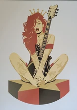Leviathan Co (Manel LaVey) ROCK N ROLL Badass Girls Red Hair Woman Poster PRINT