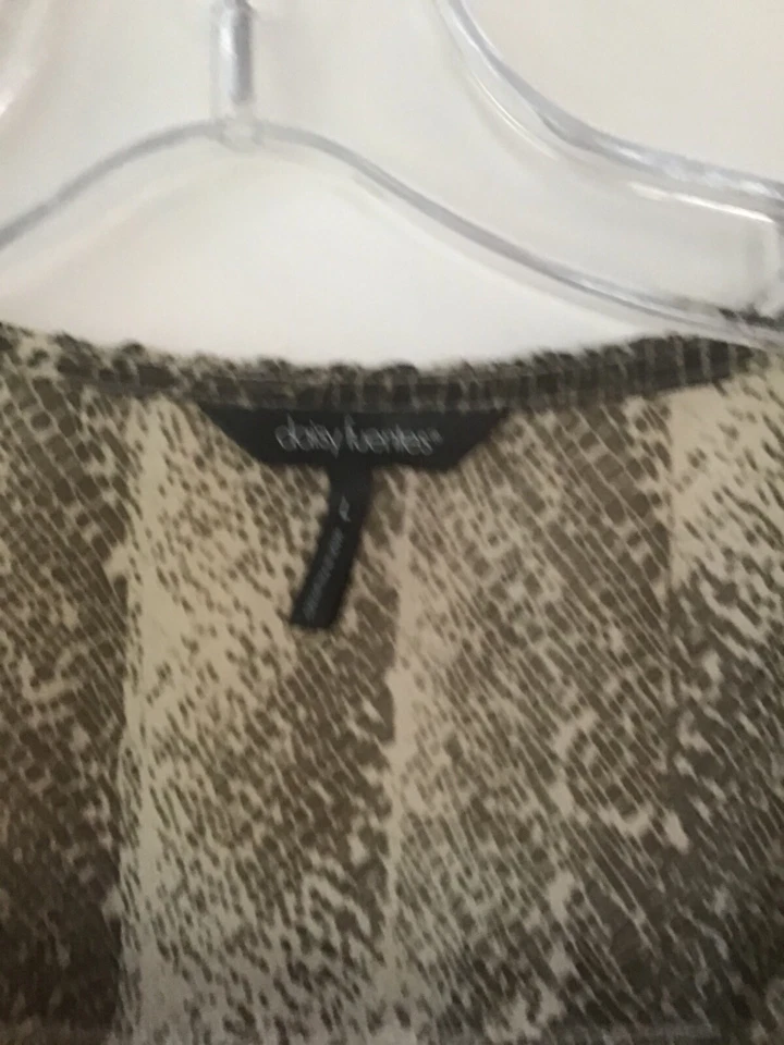 Mujer DAISY FUENTES Marrón Transparente Beige Túnica Blusa Top Camisa L Grande 10 12  Foto 2 de 4