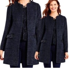NWT RSVP by Talbots Metallic Blue Tweed Jacket Bow Size 6
