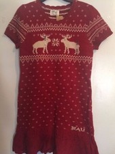  New Women WHO. A.U Christmas Reindeer Snowflake Loose Knitted Sweater Dress L