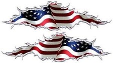 American Flag Ripped Motorcycle Go Kart Race Car Truck Semi Vinyl Graphic Decal