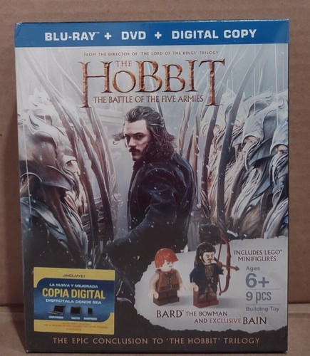 The Hobbit: The Battle of the Five Armies Blu-ray w/ Lego Figures Bard and Bain - Afbeelding 1 van 3