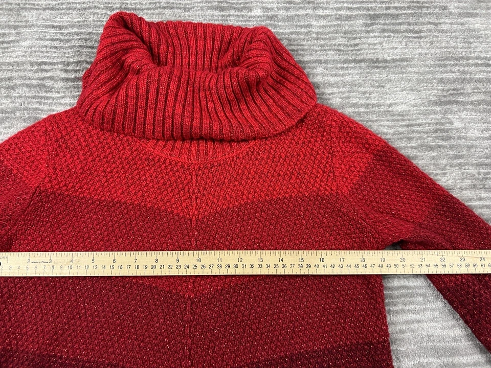 Suéter A. Byer Mujer Mediano Rojo Dorado Metálico Manga Larga Capucha Cuello Foto 4 de 4