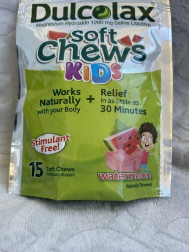 Dulcolax Kids Soft Chews Saline Laxative Watermelon Gentle 1200mg, 15 Count - Picture 2 of 5