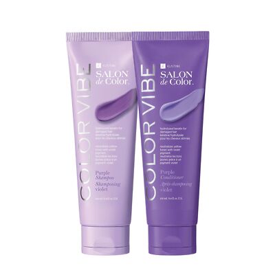 ELASTINE SALON DE COLOR PURPLE SHAMPOO &CONDITIONER HYDROLYZED KERATIN 8.4FLOZ