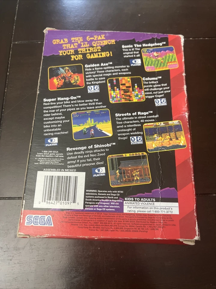 6-Pak [Cardboard Box] (Sega Genesis, 1995) CIB + PROTECTOR - Image 4 of 4