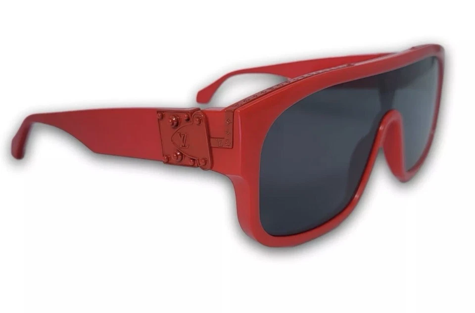 Nuevo Auténtico Louis Vuitton Millionaire Máscara Para Hombre Rojo Escudo Gafas de Sol Z1260E