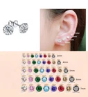 SOLID 925 STERLING SILVER ROUND CUBIC ZIRCONIA STUD POST EARRINGS 2-8mm WOMEN