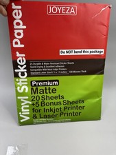 JOYEZA Premium Matte Printable Vinyl Sticker Paper Inkjet Laser Printer New