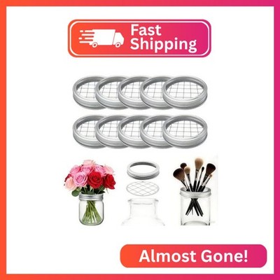 10 Pack Mason Jar Flower Frog Lid Mason Grid Flower Organizer Lid Insert for Val
