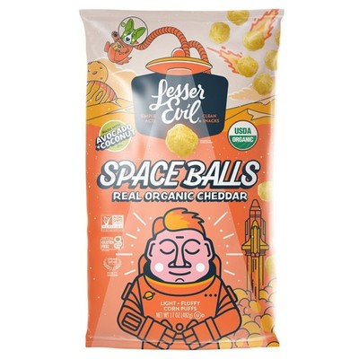 LesserEvil Space Balls Organic Cheddar Cheese Puffs, 17 oz