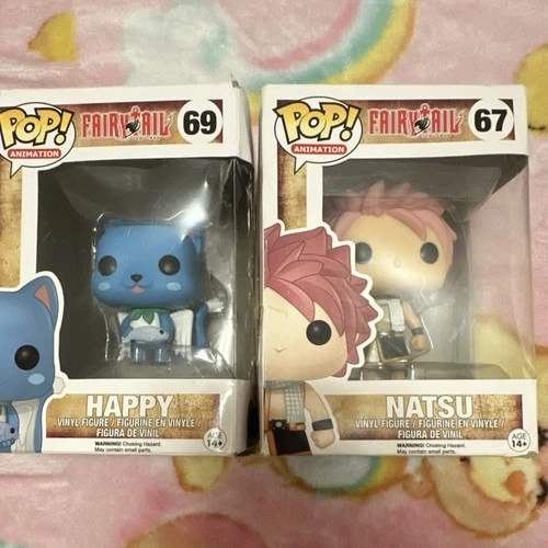 Funko Pop! Vinyl Fairy Tail Happy #69 & Natsu #67 Animation Figures, Set of 2