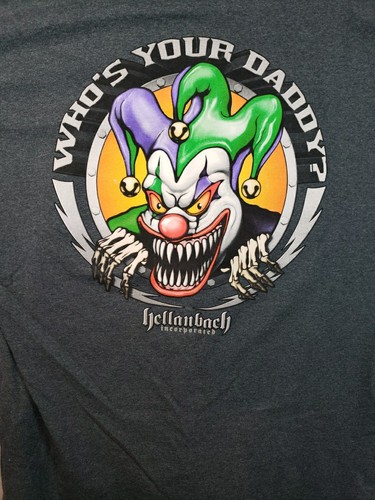 Hellanbach Mens T Shirt Black Joker Clown Who's Your Daddy Graphic 2XL - Picture 11 of 11