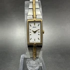 Seiko Tank Watch Women 13mm White Dial two Tone Rectangle 2e20-7479 New Batt OP9