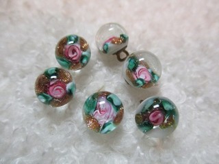 SWEET SET OF 6 ANTIQUE/ VINTAGE DIMI GLASS PAPERWEIGHT BUTTONS