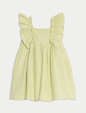 Marks & Spencer Baby Green Cotton Knee length Tea Dress - M&S