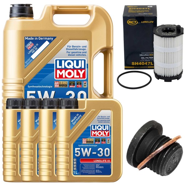 MotoröL Filter Set 5W-30 Liqui Moly 9 Liter + Schraube FüR Audi A6 A5 VW Touareg-image