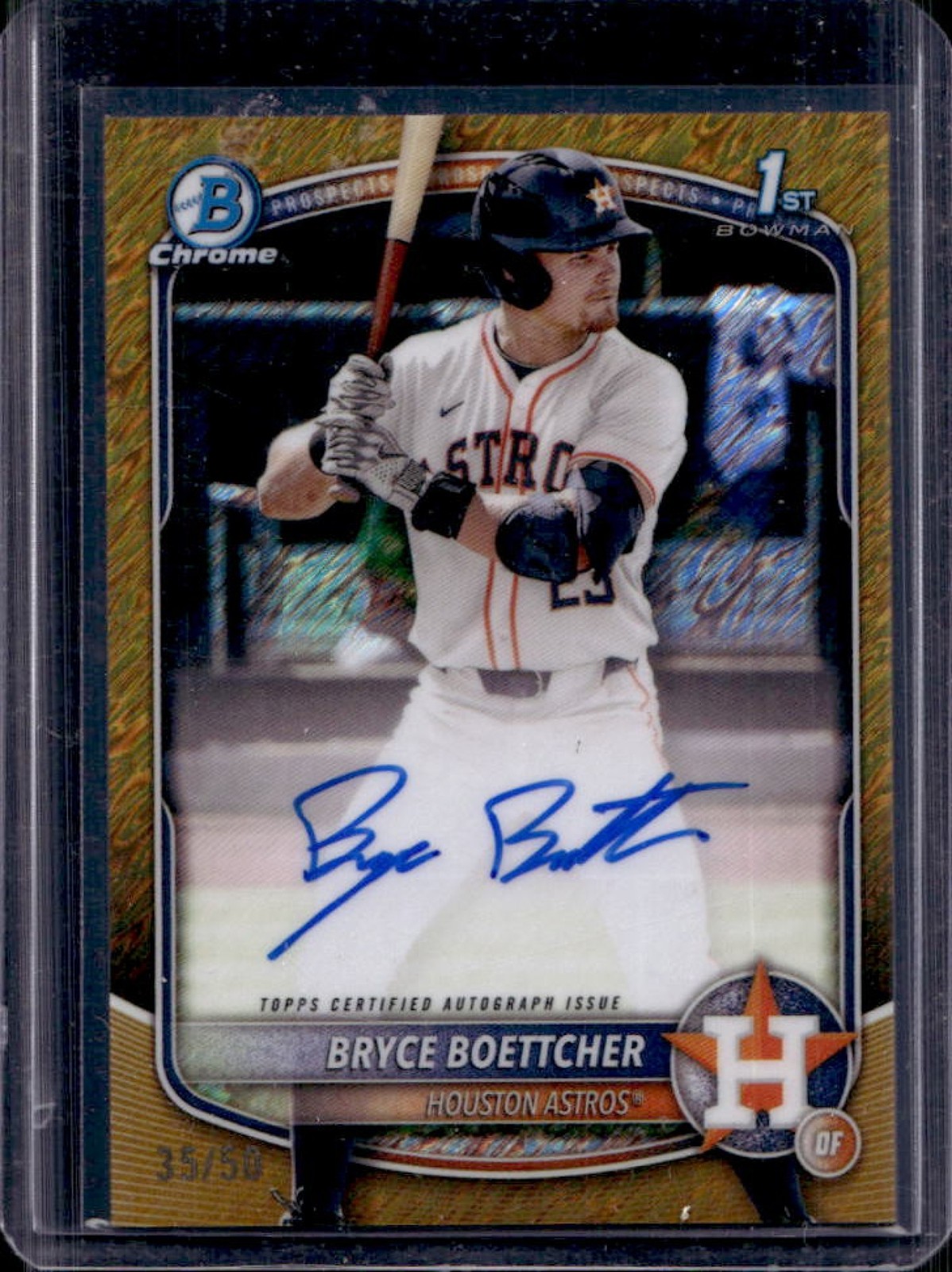 2025 Bowman Chrome Bryce Boettcher Auto Gold Shimmer Refractor 1st #/50 Astros