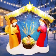 6FT Christmas Inflatables Nativity Scene Outdoor Decorations, Christmas Blow ...