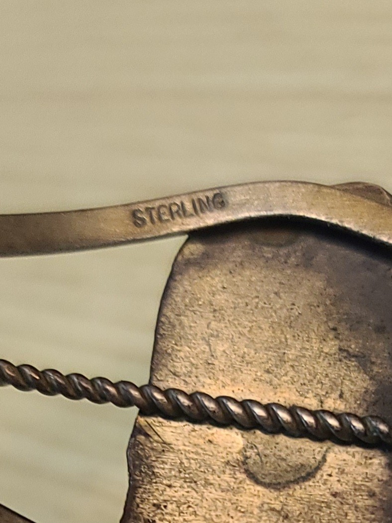 Vtg Native Solid Sterling Silver Turquoise Cuff B… - image 8