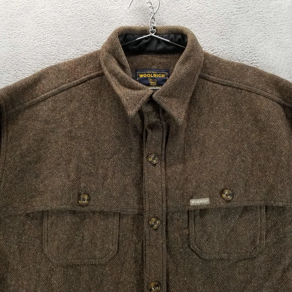 Woolrich Jacket Mens XL Brown Wool Blend Shirt Jacket Forest 102 Heavy Outdoor - Image 3 of 4