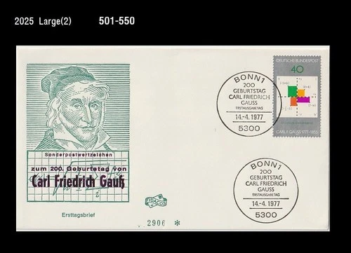 Math,Mathematics,Carl Friedrich Gauss,Graph,Germany 1977 FDC,Cover