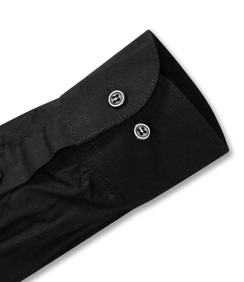 Camisa de vestir Biagio para hombre 100 % ALGODÓN color NEGRO liso talla 15,5 32/33 Foto 4 de 4