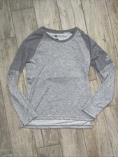 Adidas Womens Long Sleeve Light Weight Shirt Workout Performance C-Up Grey Small