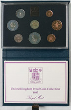 1983 Royal Mint Annual Proof coin set in blue display case with COA & outer box