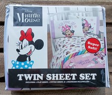 Disney Minnie Mouse Unicorn Super Soft Twin Sheet Set - New