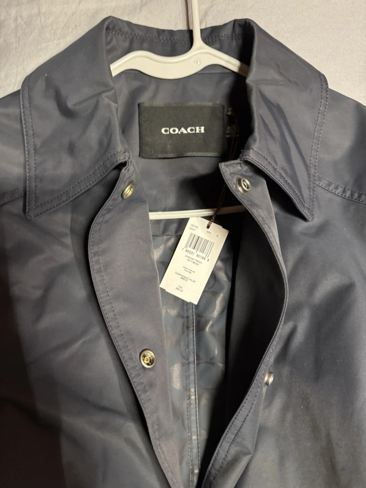 Coach Size Medium Dark Navy Mid Length Belted, Trench Coat New with Tags - Image 4 of 4