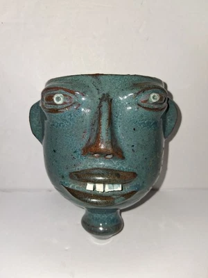 Walter Fleming Signed RARE NC Catawba POTTERY Face Wall Pocket Vintage Old Jug - Image 1 of 4