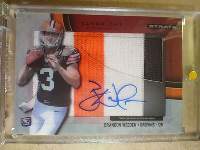 2012 Brandon Weeden Topps Strata Rookie Clear Cut Autograph Jumbo Patch /30   