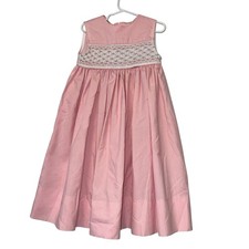 Vintage Pink Smocked Dress Handmade Sz 4-5 See Measurements