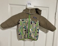 PATAGONIA Tribbles Reversible Insulated Hooded Jacket Forest /Sherpa Size 12-18M