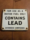 Vintage Original CONTAINS LEAD Antiknock Compounds Gas Pump SIGN