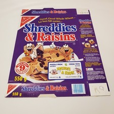 1980 s Nabisco Shreddies & And Raisins Cereal Box Freddie Eddie Puzzle Vintage 