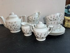 Vtg 23 Pc China Pink  Grey Roses Boutonniere Petite Bouquet Child Tea Set Japan