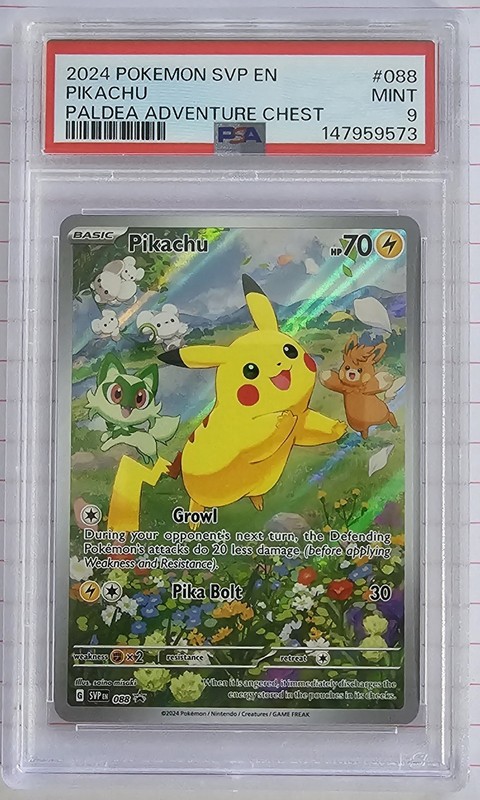 PSA 9 MINT Pikachu Paldea Adv. Chest Promo Full Art Holo 2024 Pokemon SVP 088